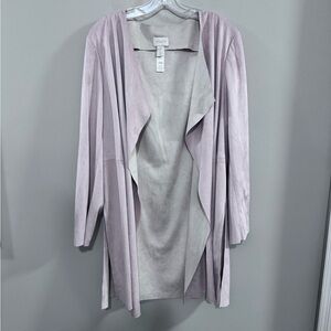Chico's Soft Faux Suede Pink Open Front Long Sleeve Cardigan Jacket.  XL
